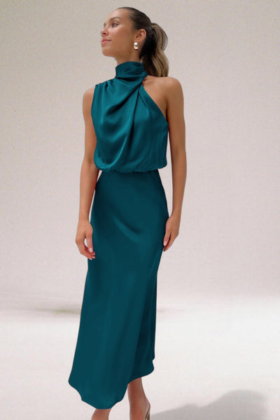 Zora© | Glamouröses Satinkleid mit Neckholder