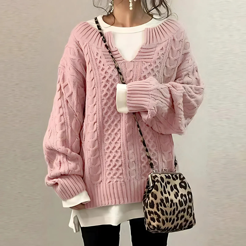 ALENA - Eleganter Pullover mit offenem Kragen