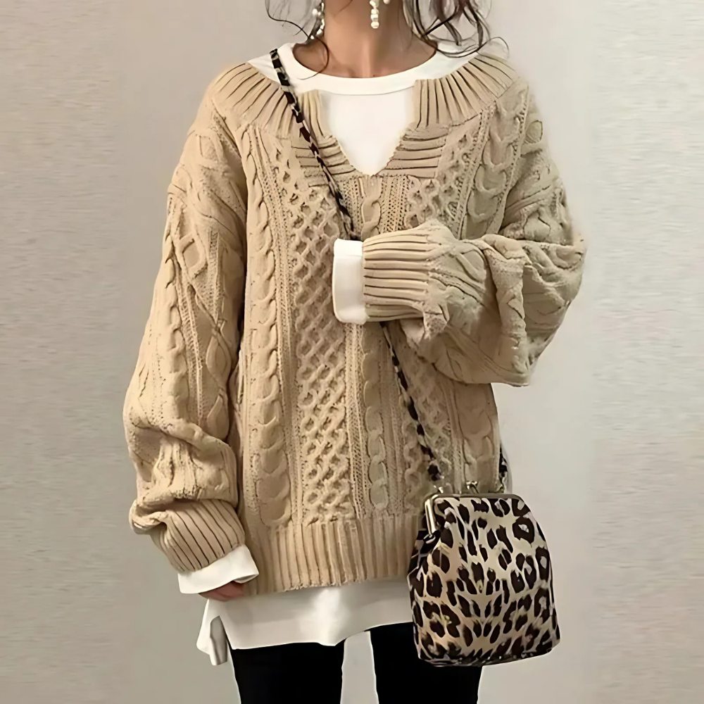 ALENA - Eleganter Pullover mit offenem Kragen
