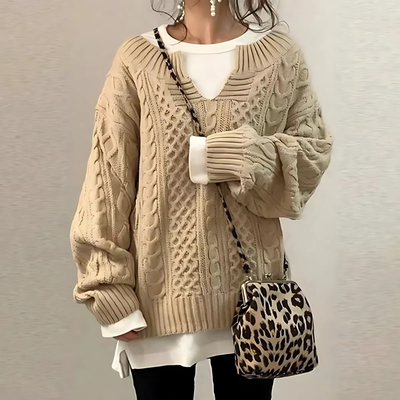 ALENA - Eleganter Pullover mit offenem Kragen