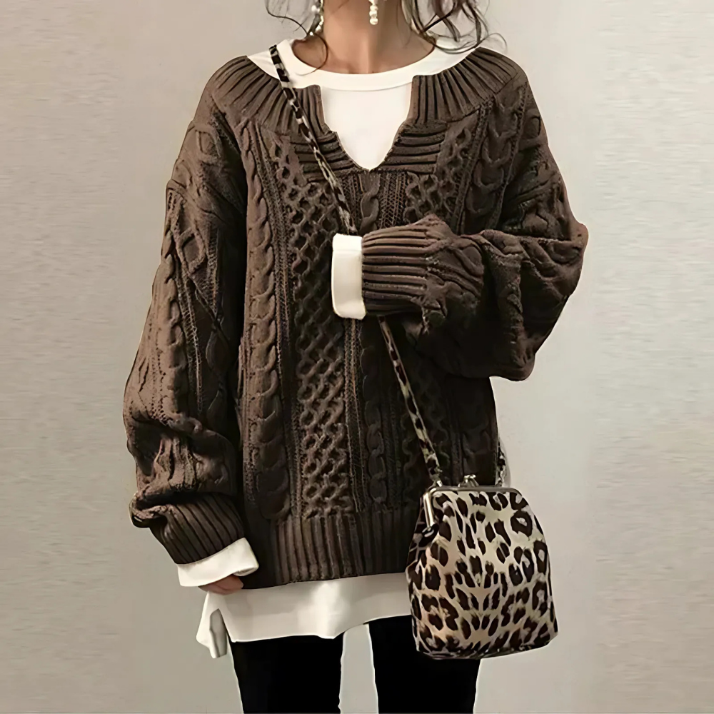 ALENA - Eleganter Pullover mit offenem Kragen