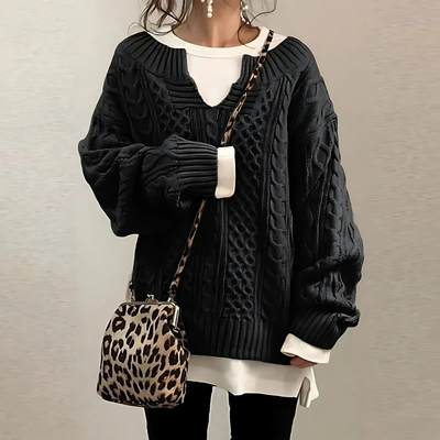 ALENA - Eleganter Pullover mit offenem Kragen