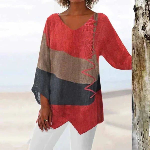 Eladie – Stylisches dreifarbiges Damen-Shirt mit lockerer Passform