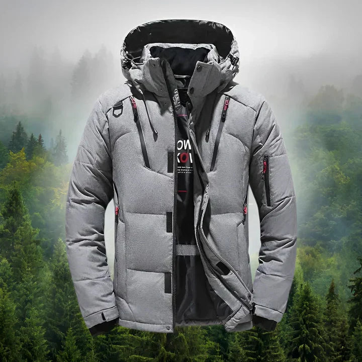 Arktischer schild herren daunenparka mit abnehmbarer kapuze
