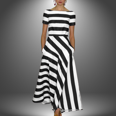 Adelheid©️ | Handgemachtes langes gestreiftes Kleid