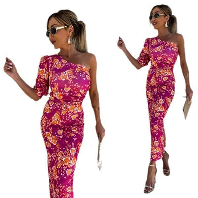 Zoe – Schickes Kleid mit schrägem Schulterdesign