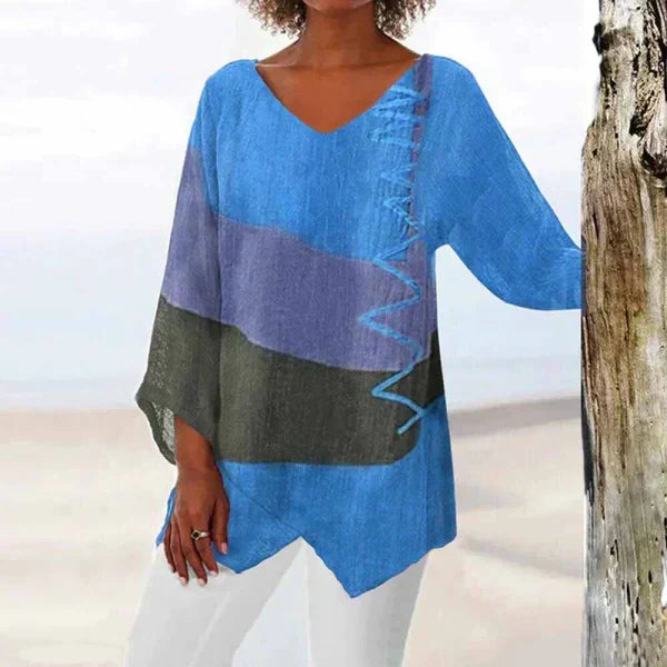 Eladie – Stylisches dreifarbiges Damen-Shirt mit lockerer Passform