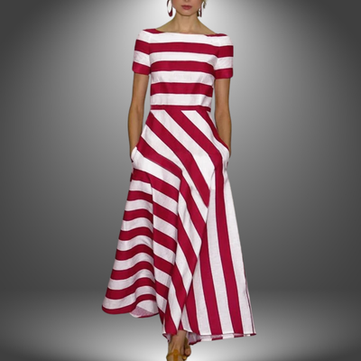 Adelheid©️ | Handgemachtes langes gestreiftes Kleid