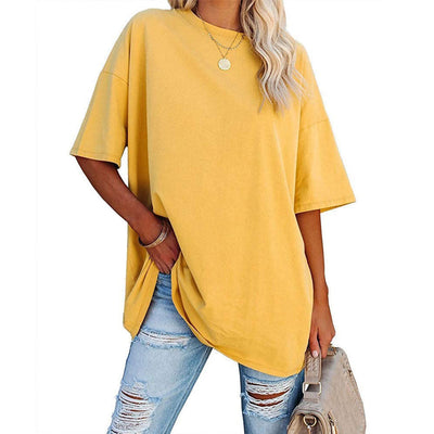 Zoe – Lockere kurzärmlige Rundhals-Bluse mit Drop-Shoulder-Ärmeln