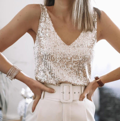 Abigail – Funkelndes Sommer-V-Ausschnitt-Top