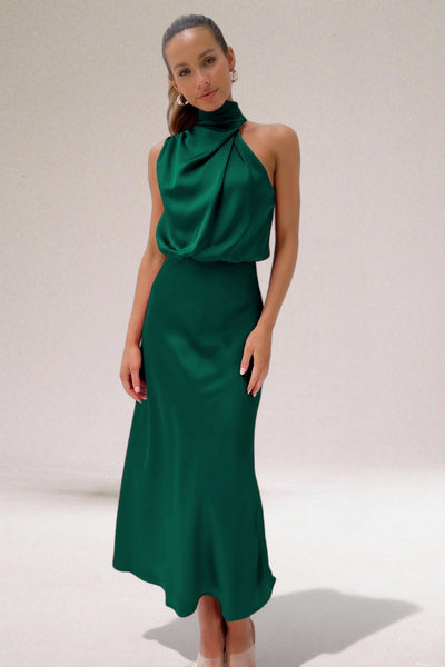 Zora© | Glamouröses Satinkleid mit Neckholder