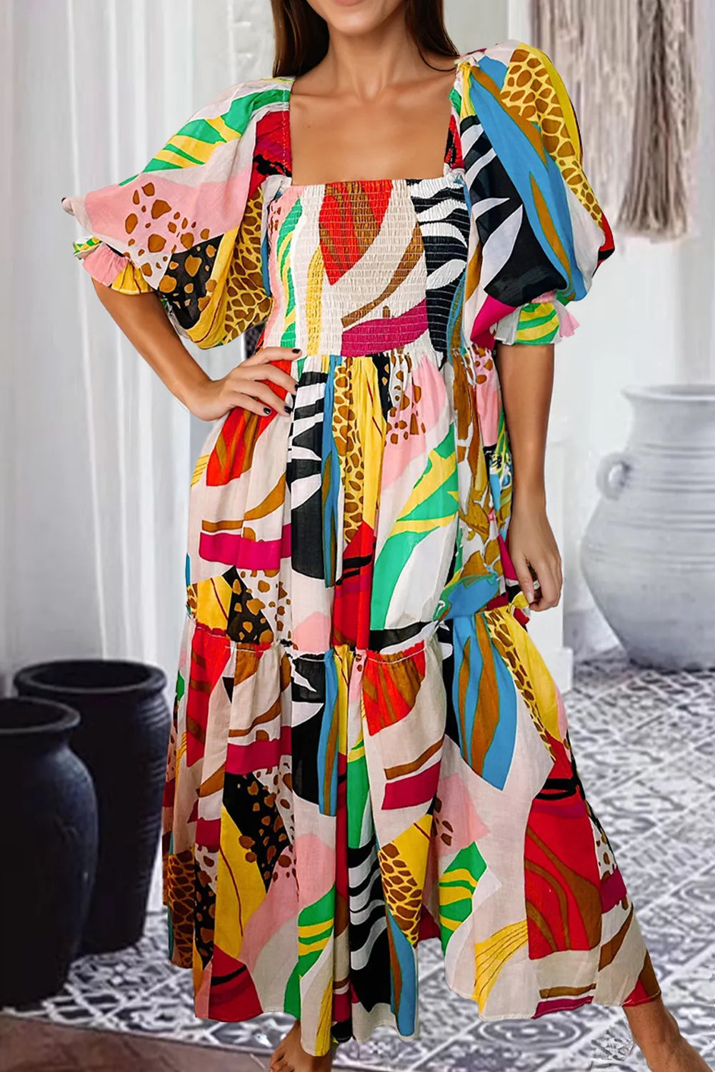 Zoraya | Boho Maxikleid mit Print
