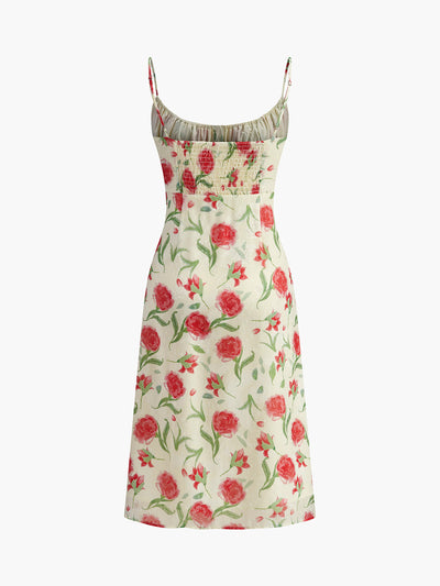 Gisela - Geblümtes Kleid mit geraffter Knopfleiste