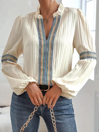Adeline®️™ - Wunderschöne Bluse mit V-Ausschnitt