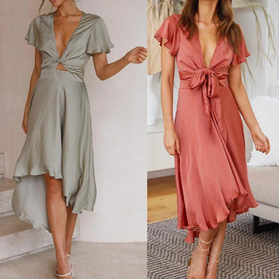Aija - Sexy Sommerkleid mit tiefem V-Ausschnitt
