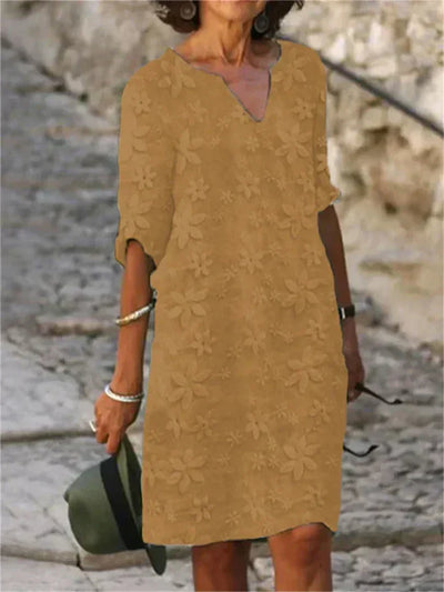 Lola - sommerkleid aus baumwolle und leinen mit blumendruck