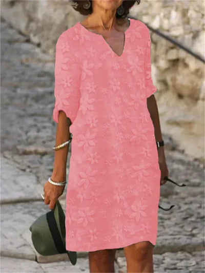 Lola - sommerkleid aus baumwolle und leinen mit blumendruck