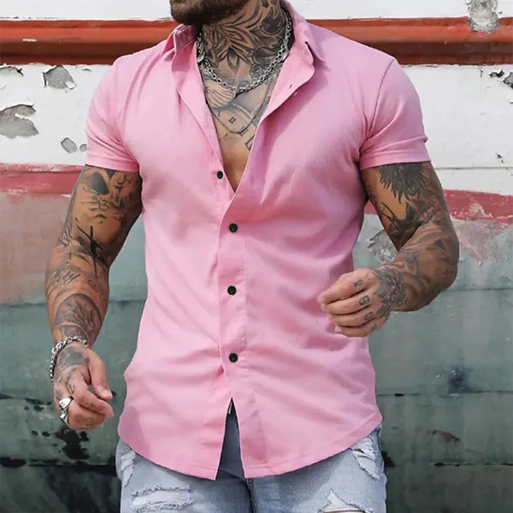 Fyn - Herren Slim Fit Kurzarm einfarbig Fitness Shirt