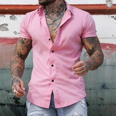 Fyn - Herren Slim Fit Kurzarm einfarbig Fitness Shirt