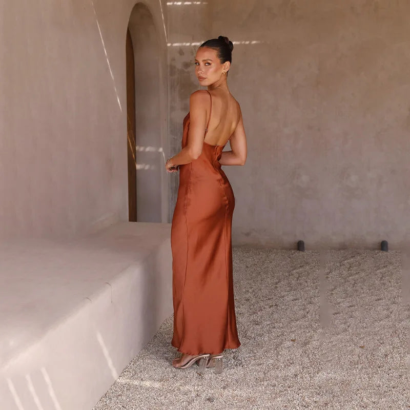 Ziretta | Elegantes langes Satinkleid