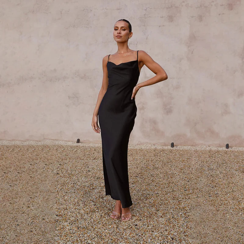 Ziretta | Elegantes langes Satinkleid