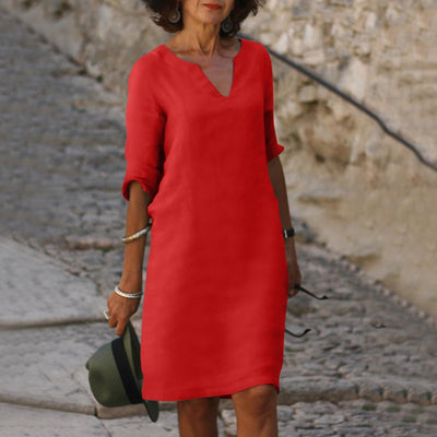 Grünes V-Ausschnitt-Kleid - Sofia