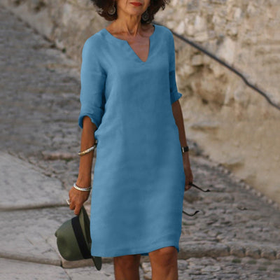 Grünes V-Ausschnitt-Kleid - Sofia