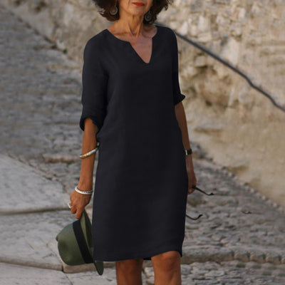 Grünes V-Ausschnitt-Kleid - Sofia