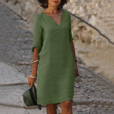 Grünes V-Ausschnitt-Kleid - Sofia