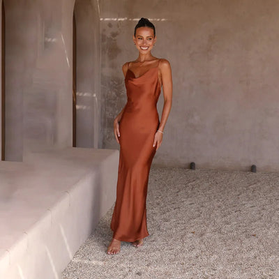 Ziretta | Elegantes langes Satinkleid