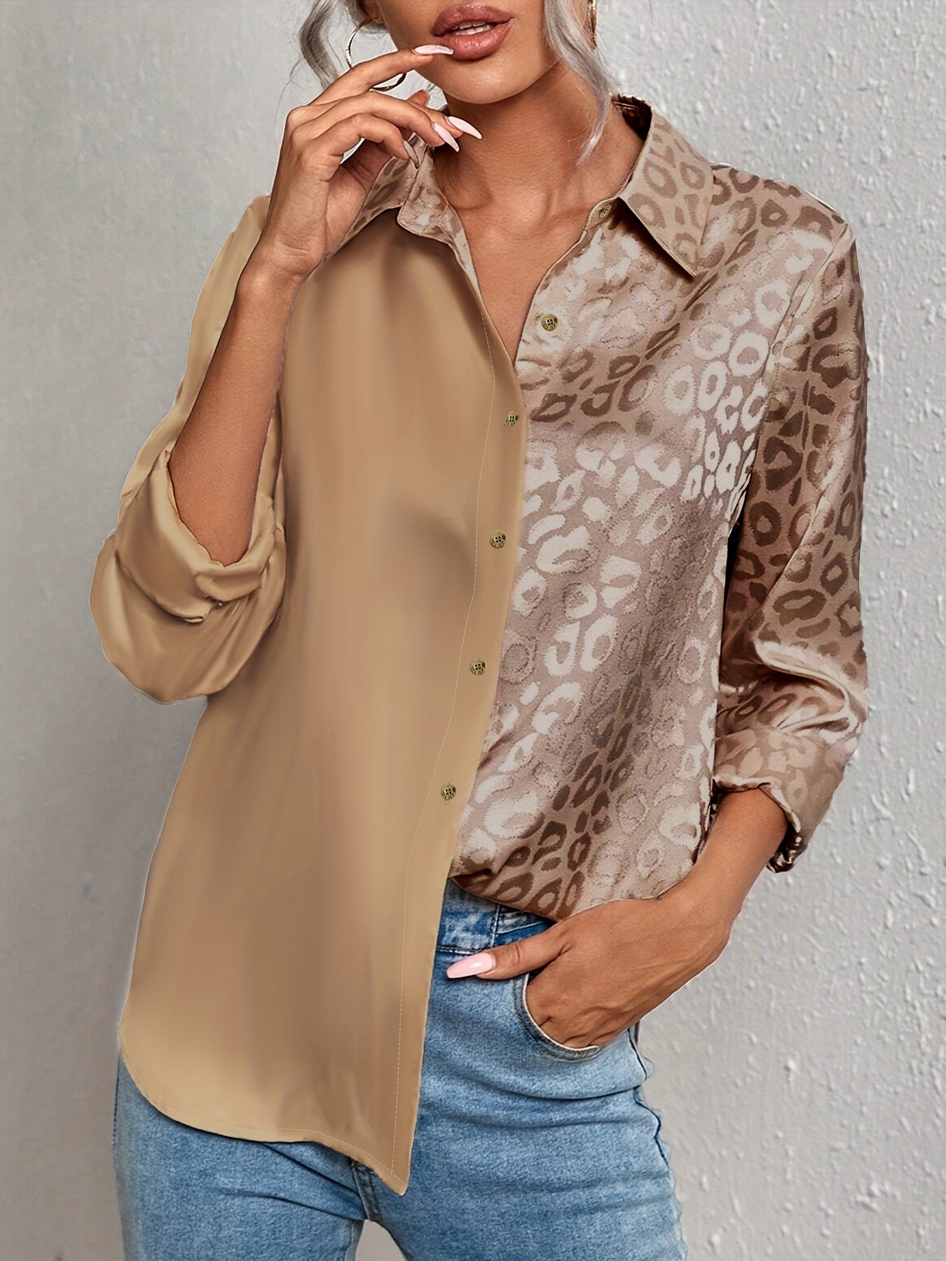 Aleasha | Elegante Leopardenbluse Damen