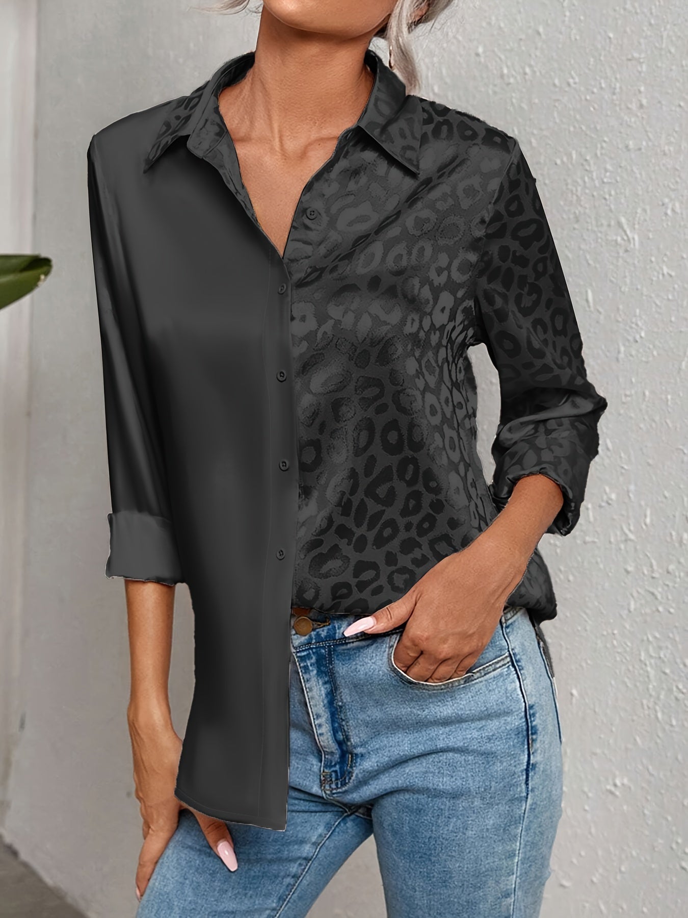 Aleasha | Elegante Leopardenbluse Damen