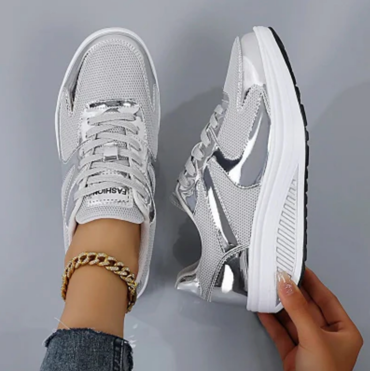 Zynara | Plateau Sneaker Damen Metallic