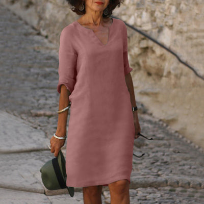Grünes V-Ausschnitt-Kleid - Sofia