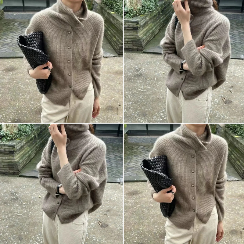 Adela | Damen Rollkragenpullover Grau | Strick