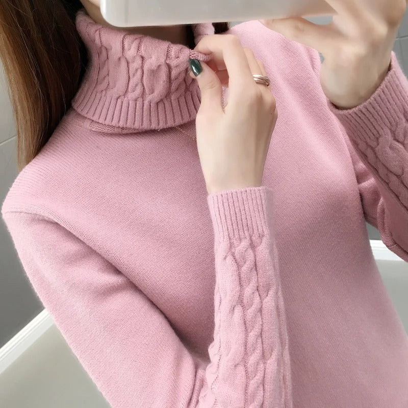 Lavinia | Damen Rollkragenpullover Schwarz | Warm