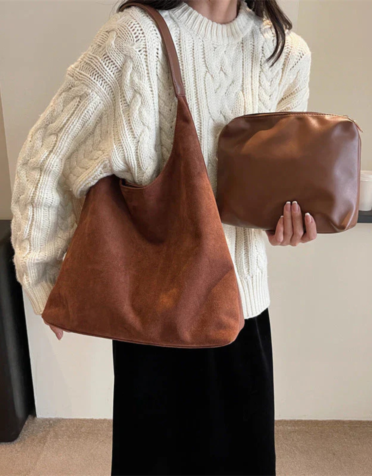 Florentine | Damen Schwarz Umhängetasche | Große