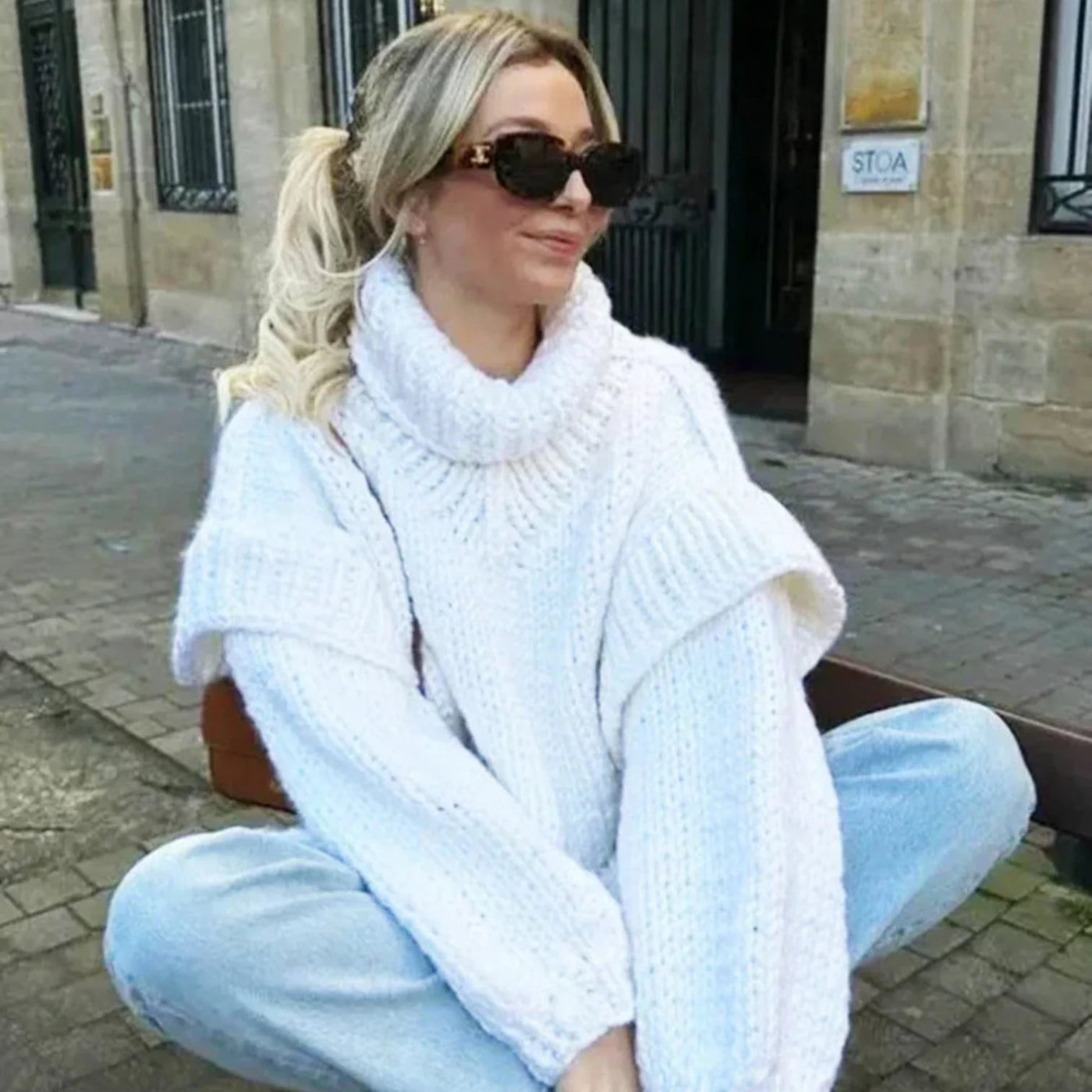 Zulima - übergroßen Rollkragenpullover für Damen