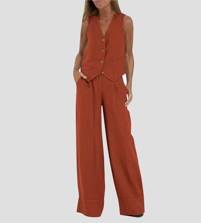 Aira™ - Knopfmantel & Weite-Hosen Set