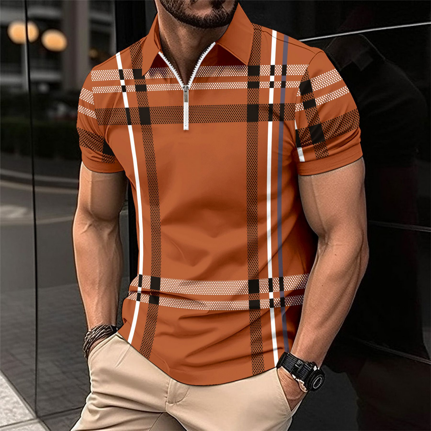 Alden | Herren Kurzarm Poloshirt | Gestreiftes