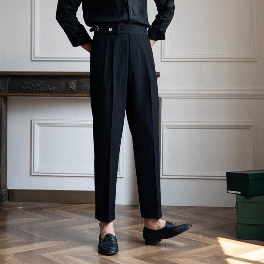 Adriel | Herren High Waist Hose | Schwarz