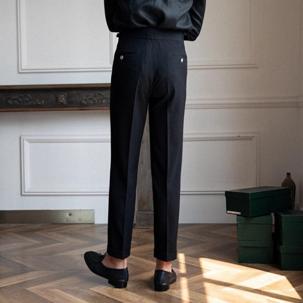 Adriel | Herren High Waist Hose | Schwarz