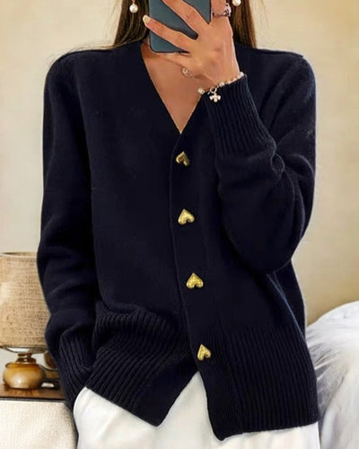 Agathe - Strickjacke mit herzförmigen Knöpfen