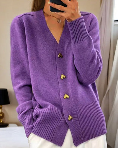 Agathe - Strickjacke mit herzförmigen Knöpfen